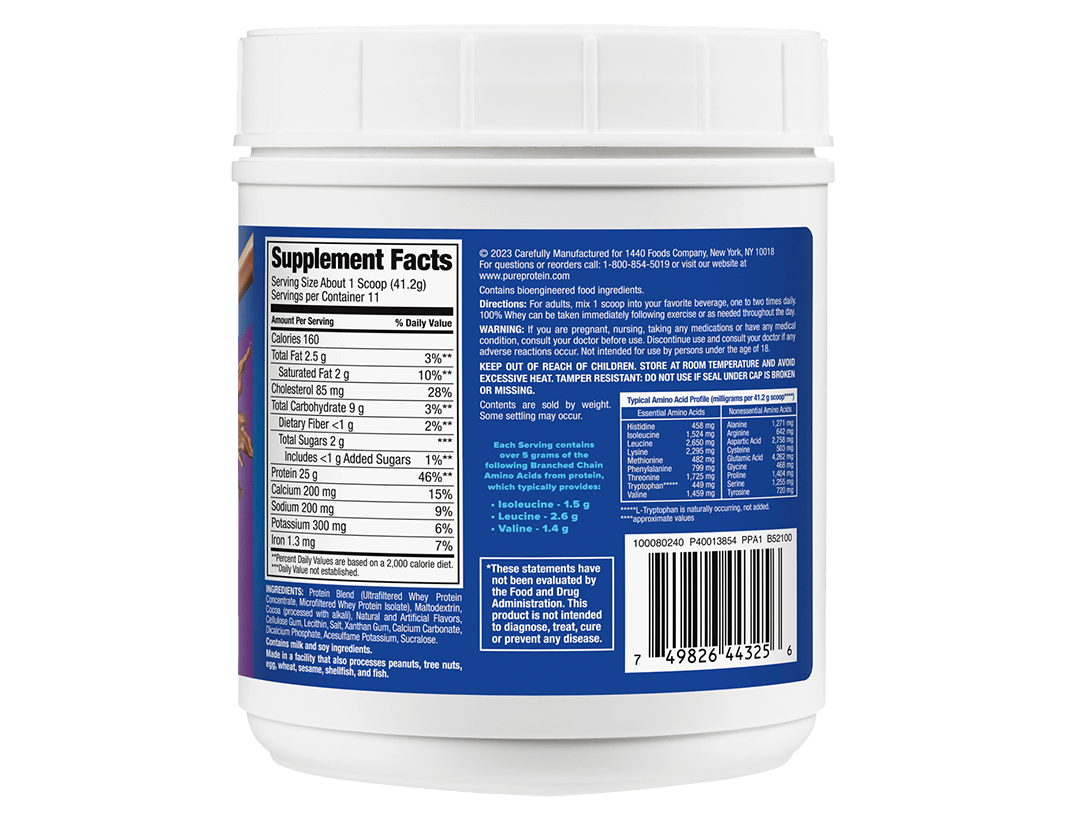 Rich Chocolate 100% Whey Protein Powder -  (1 lb. Canister)